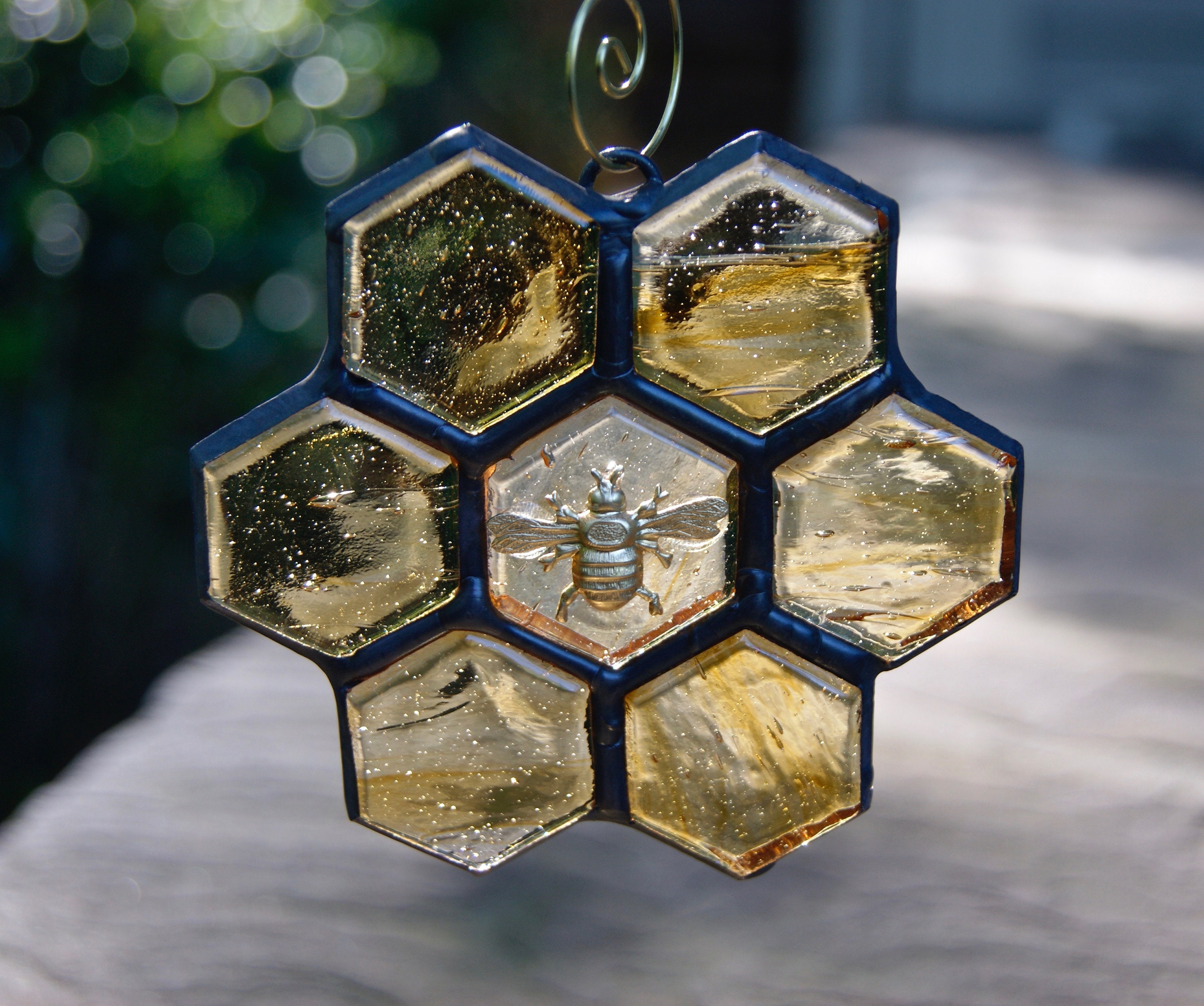 Stained Glass Bee Suncatcher