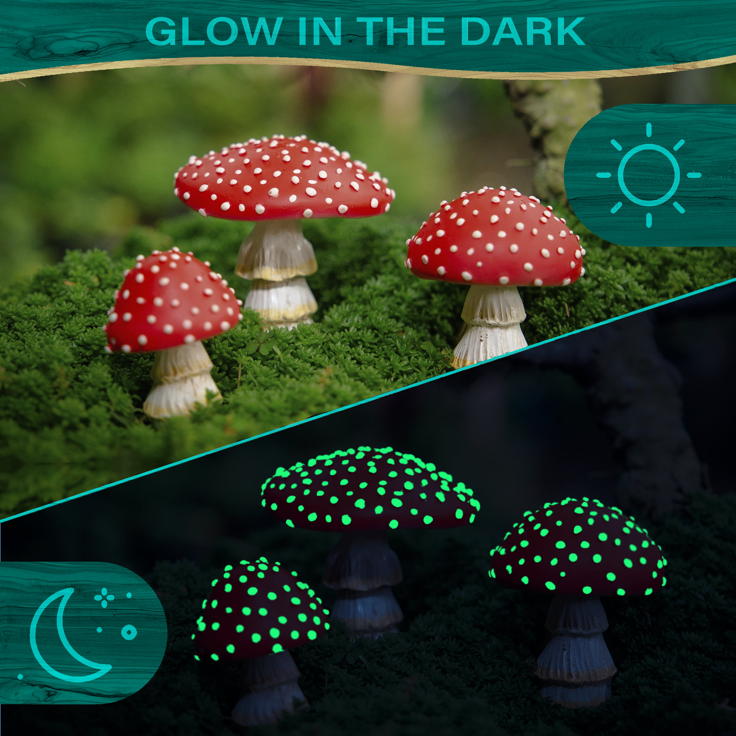 Glow in the Dark Mushroom Garden Decor