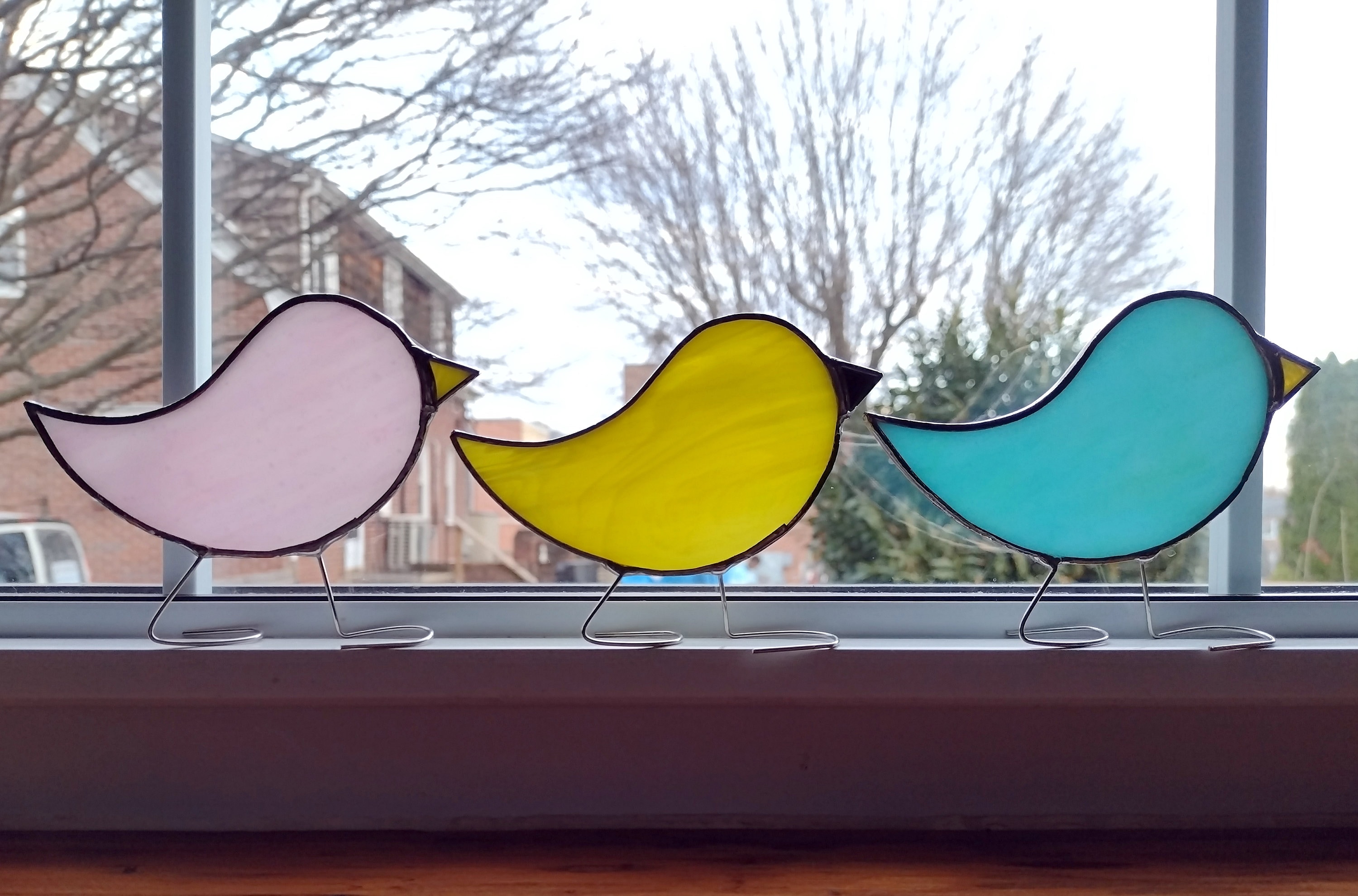 Stained Standing Glass Bird Suncatcher