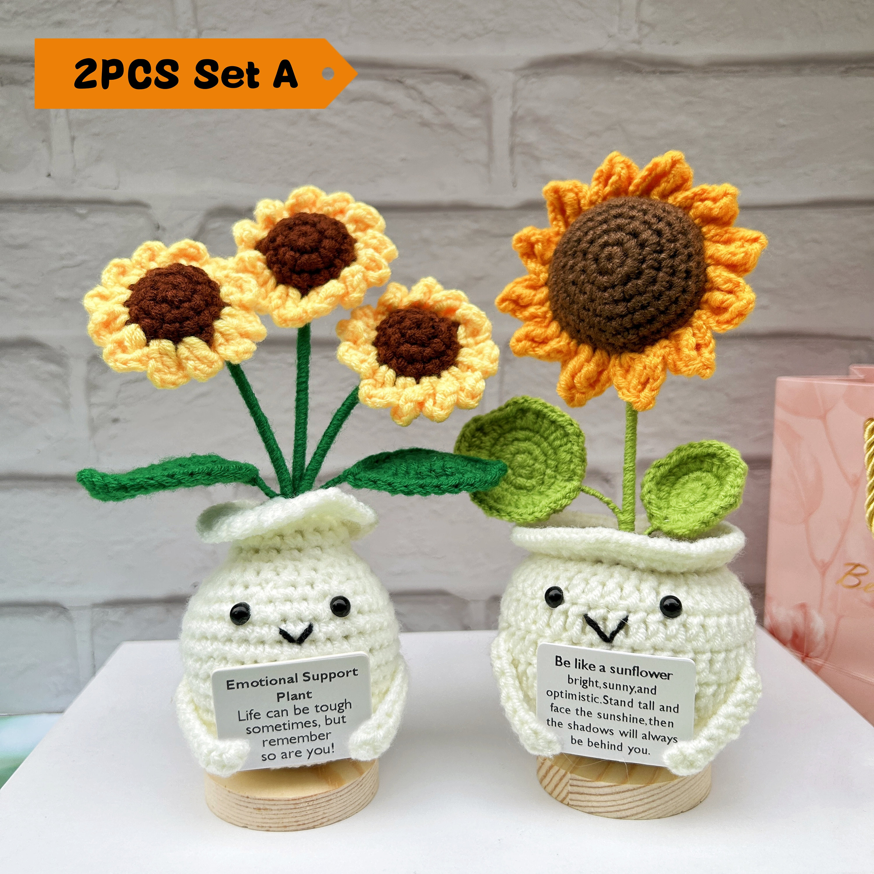 Handmade Crochet Sunflowers-Emotional Support Plant