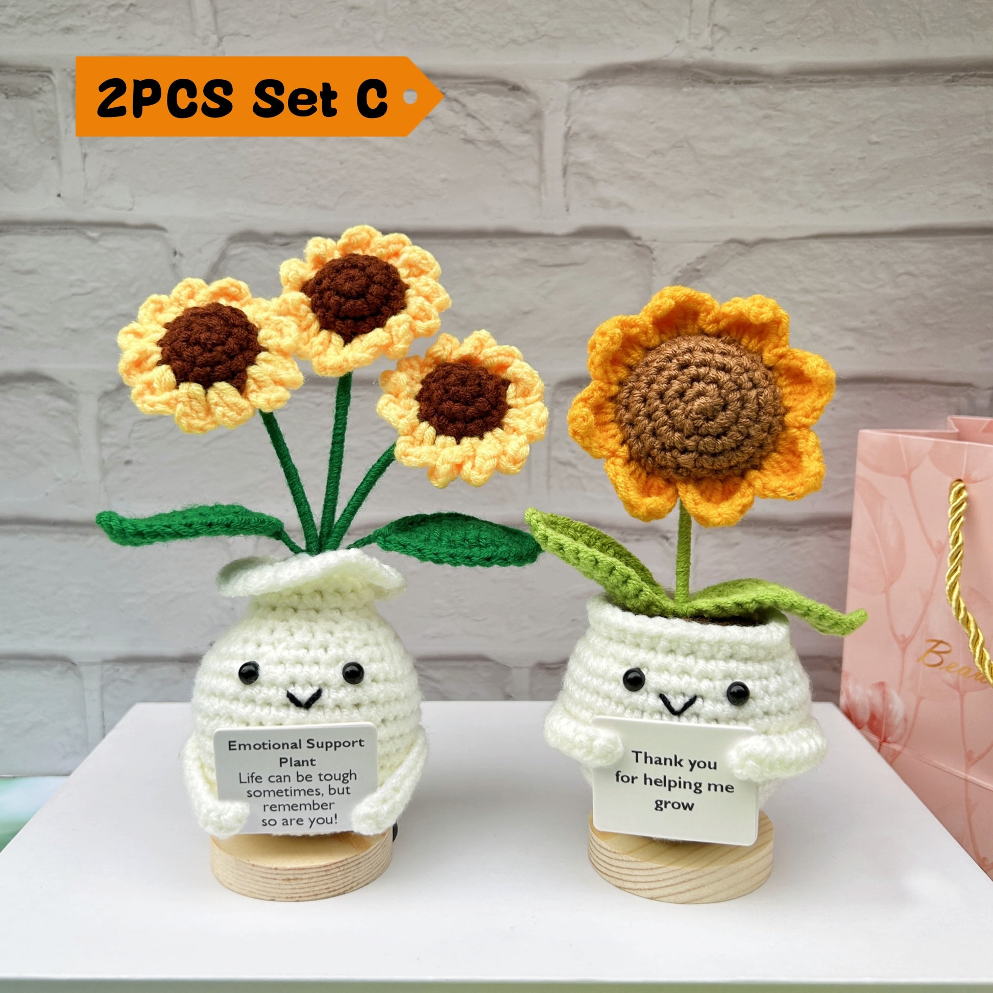 Handmade Crochet Sunflowers-Emotional Support Plant