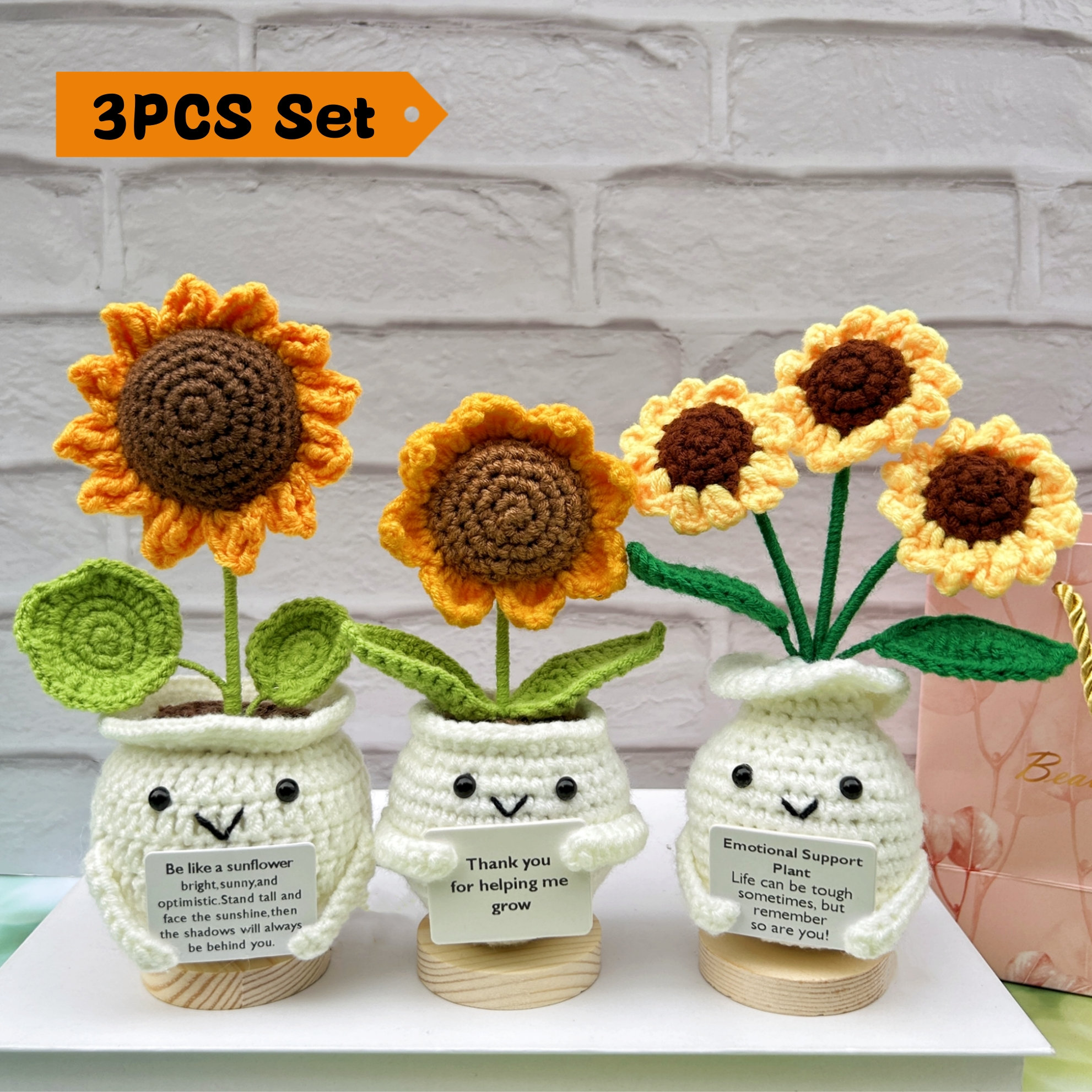 Handmade Crochet Sunflowers-Emotional Support Plant