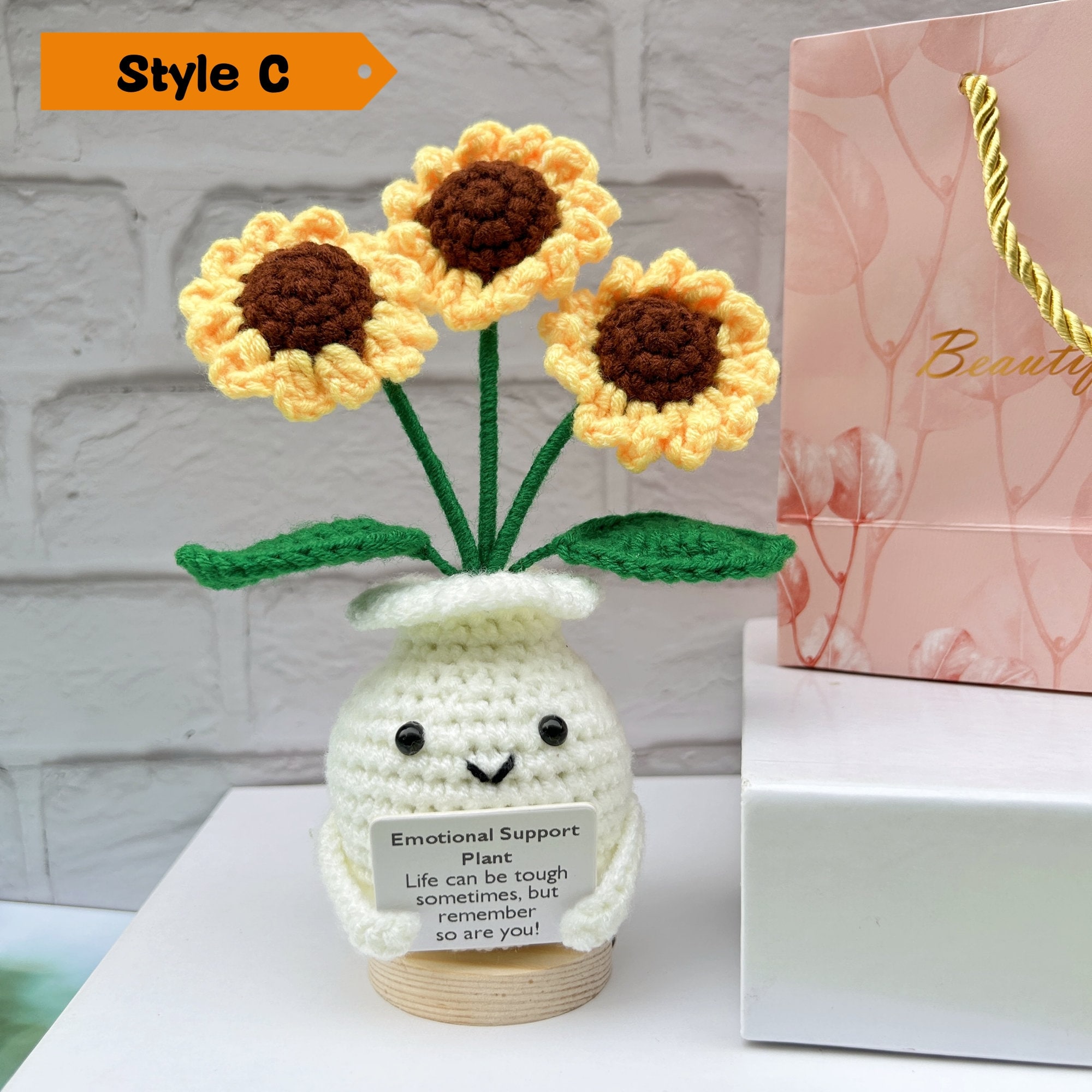 Handmade Crochet Sunflowers-Emotional Support Plant