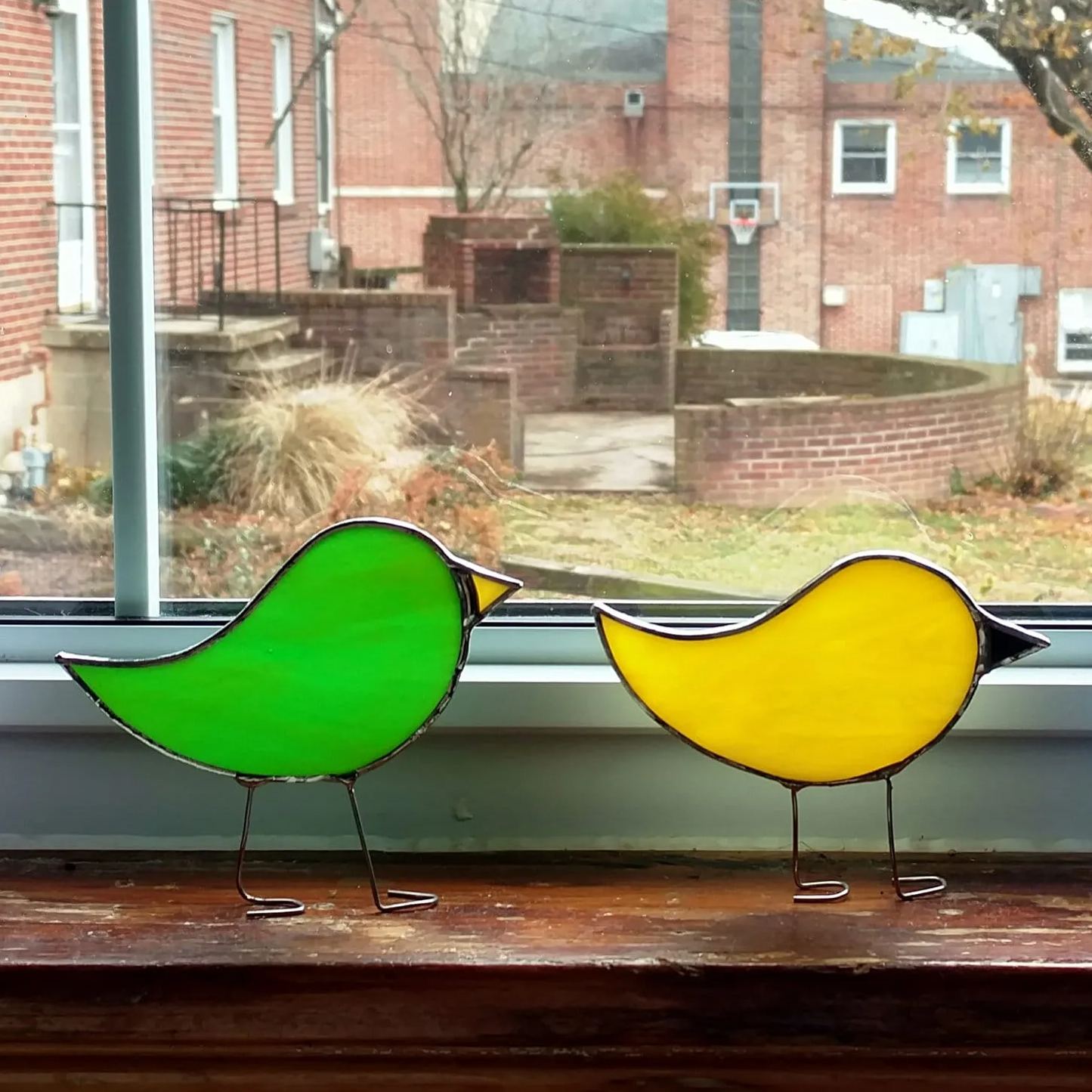 Stained Standing Glass Bird Suncatcher