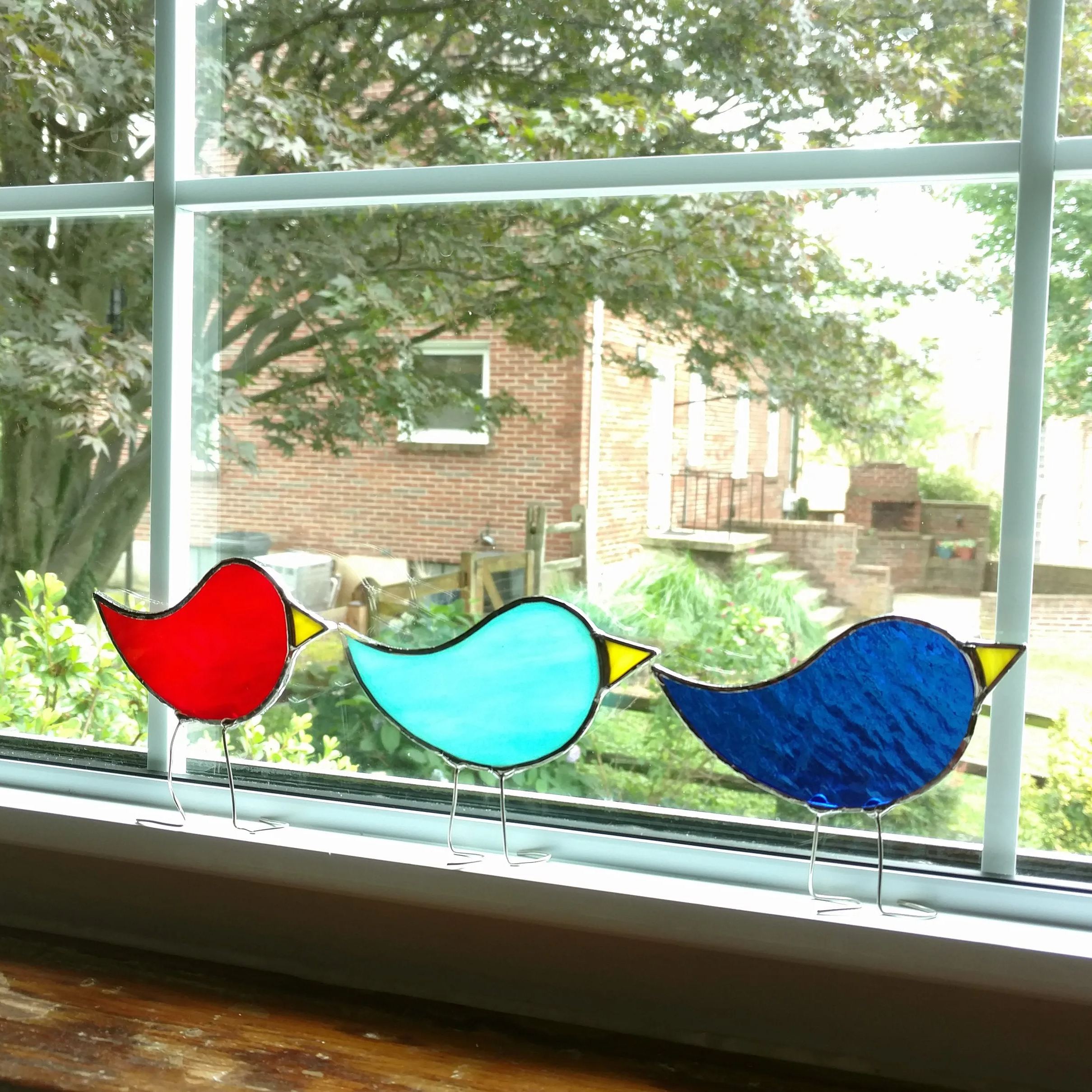 Stained Standing Glass Bird Suncatcher