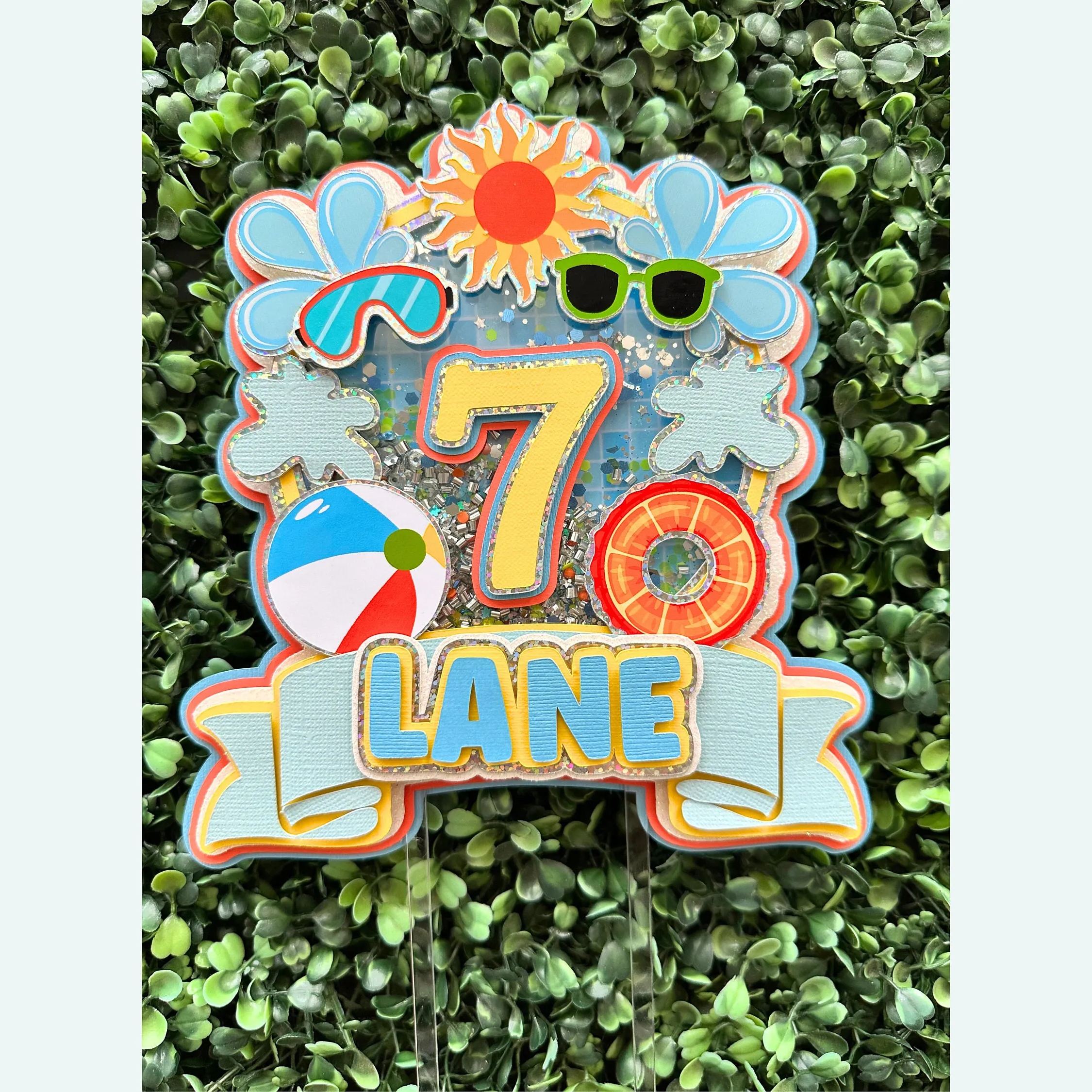 Custom Pool Party Birthday Cake Topper
