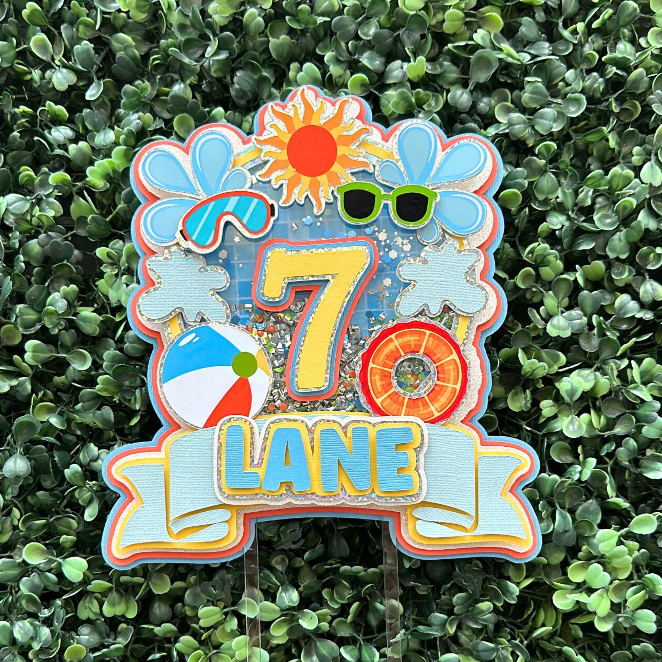Custom Pool Party Birthday Cake Topper