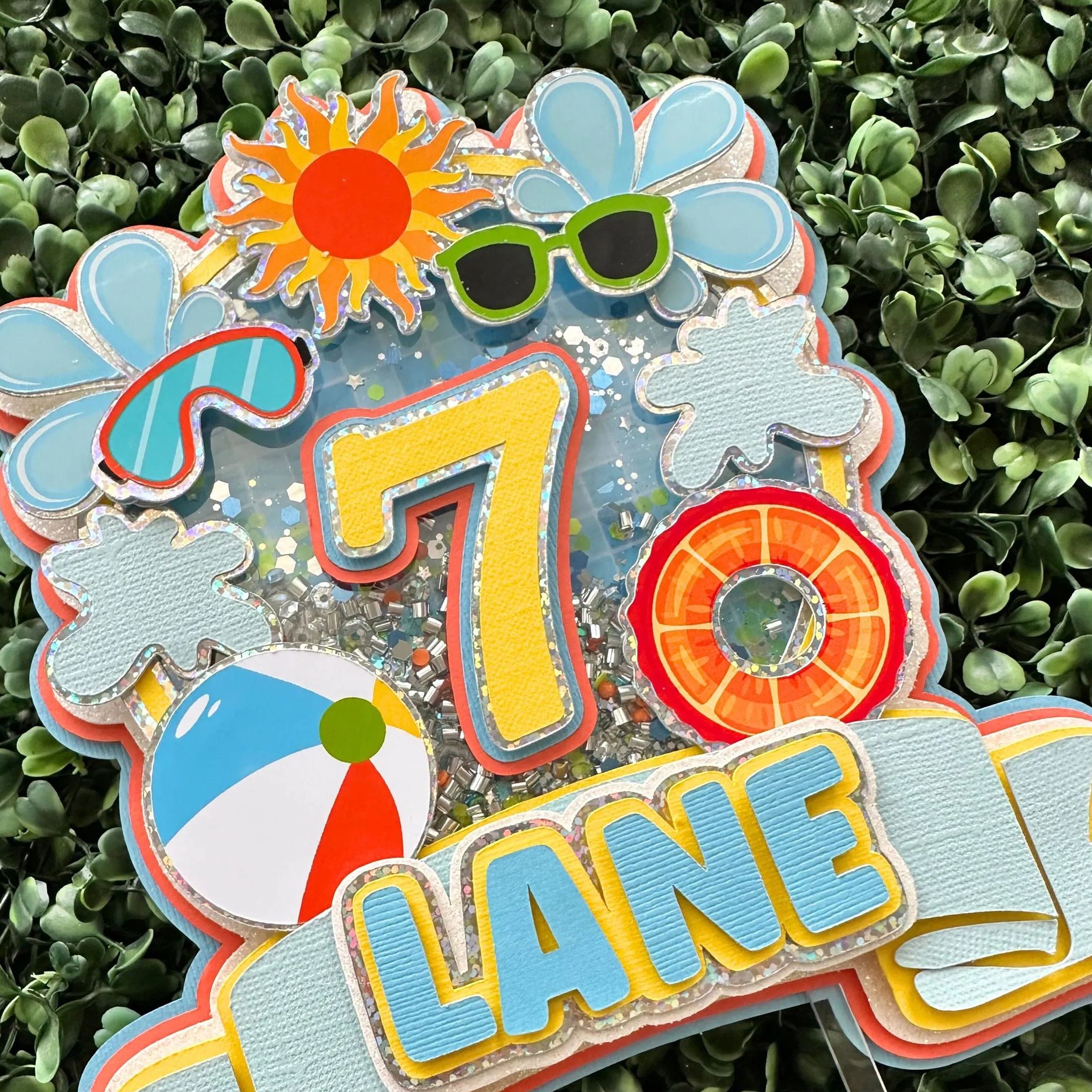 Custom Pool Party Birthday Cake Topper