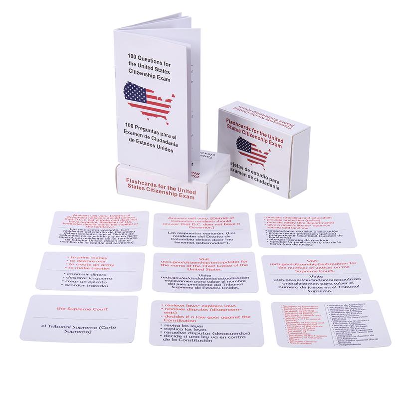 U.S. Civics Test Bilingual Flash Cards - English/Spanish
