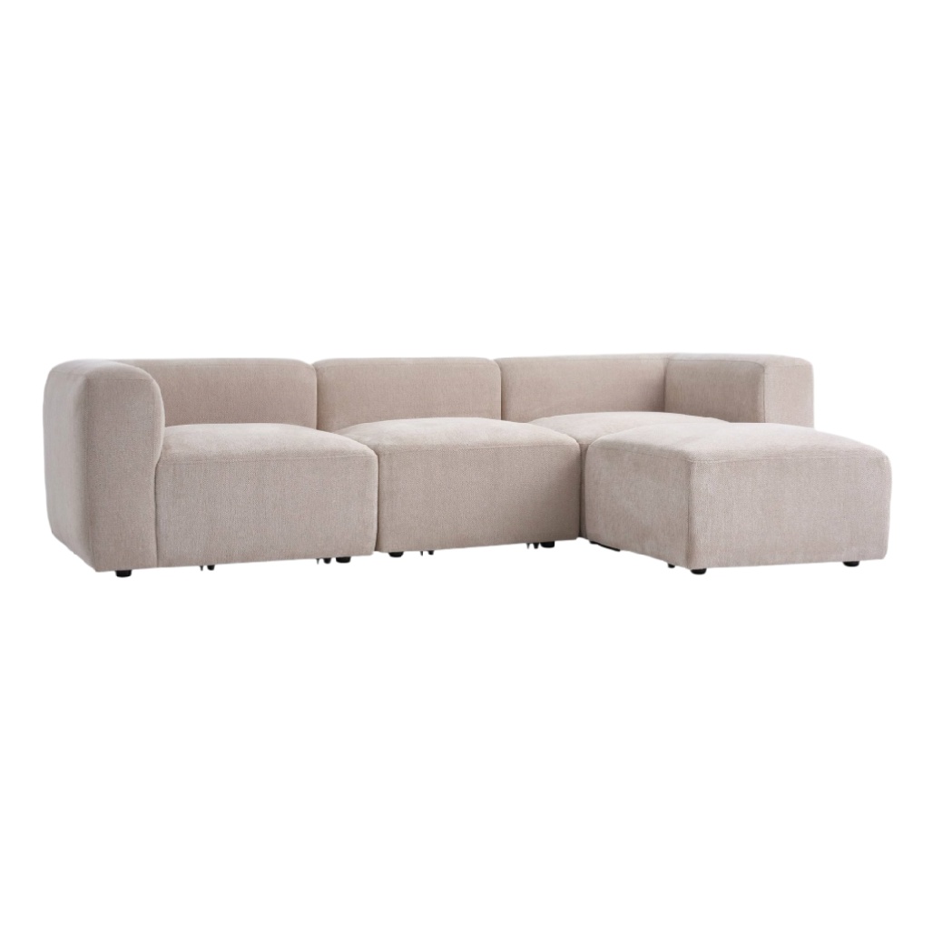 Canapé modulable pour salon en tissu beige - 230 x 100 x 80-homvivo