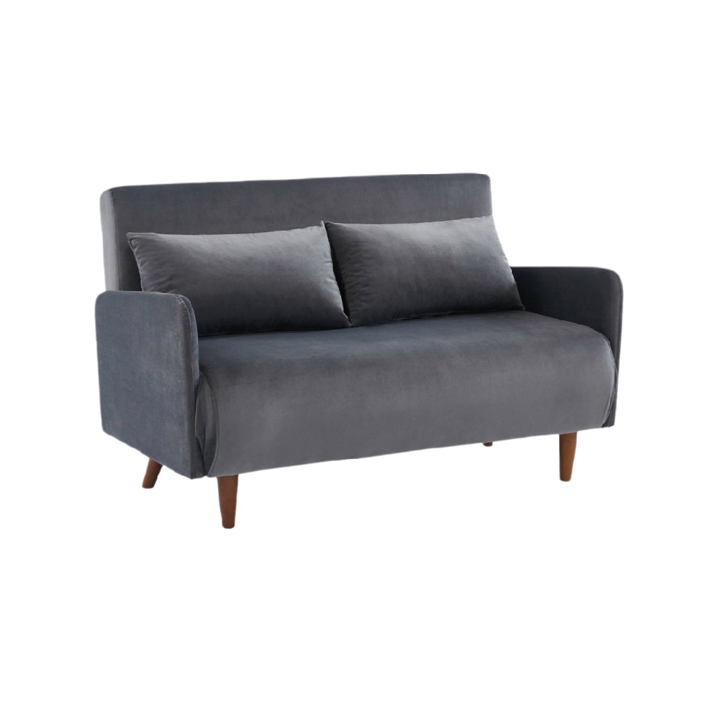 Canapé convertible en velours gris pour séjour - 150 x 80 x 80-casavelinor