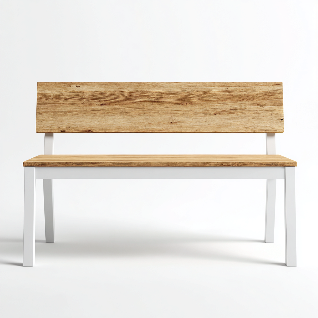 Banco de jardín madera metal 140x48x85 cm - madera natural - blanco - estilo minimalista adecuado para exteriores y jardín-Nestupyard