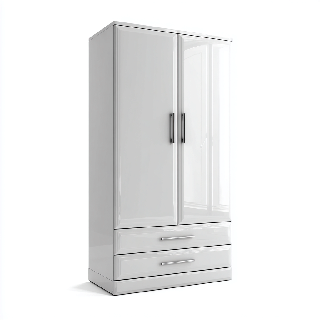 Armario alto brillo 96x56x188 cm - Blanco - Para dormitorio - Diseño moderno-Nestupyard