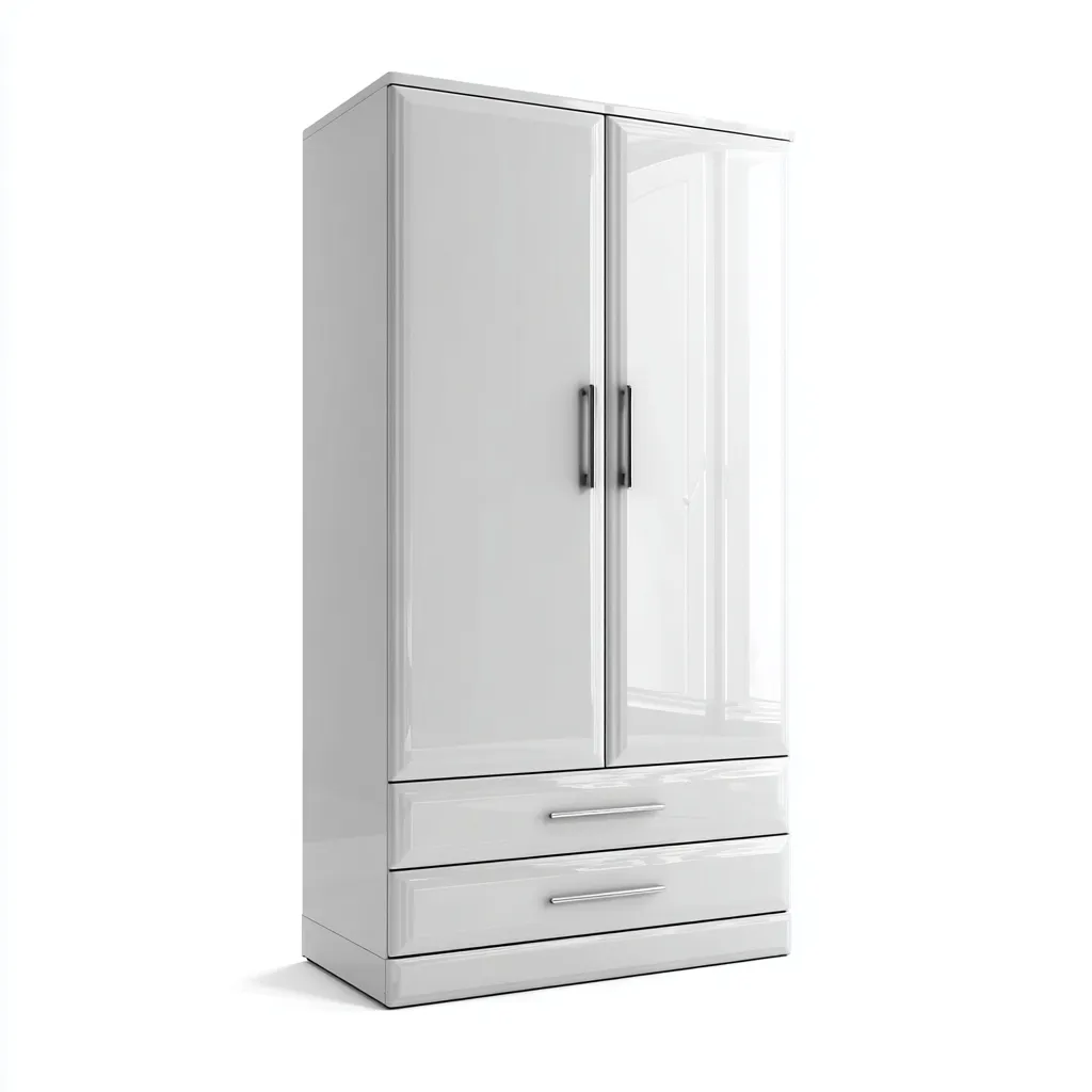 Armario alto brillo 96x56x188 cm - Blanco - Para dormitorio - Diseño moderno-Nestupyard