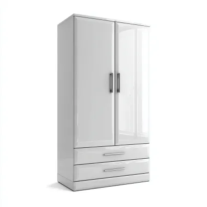 Armario alto brillo 96x56x188 cm - Blanco - Para dormitorio - Diseño moderno-Nestupyard