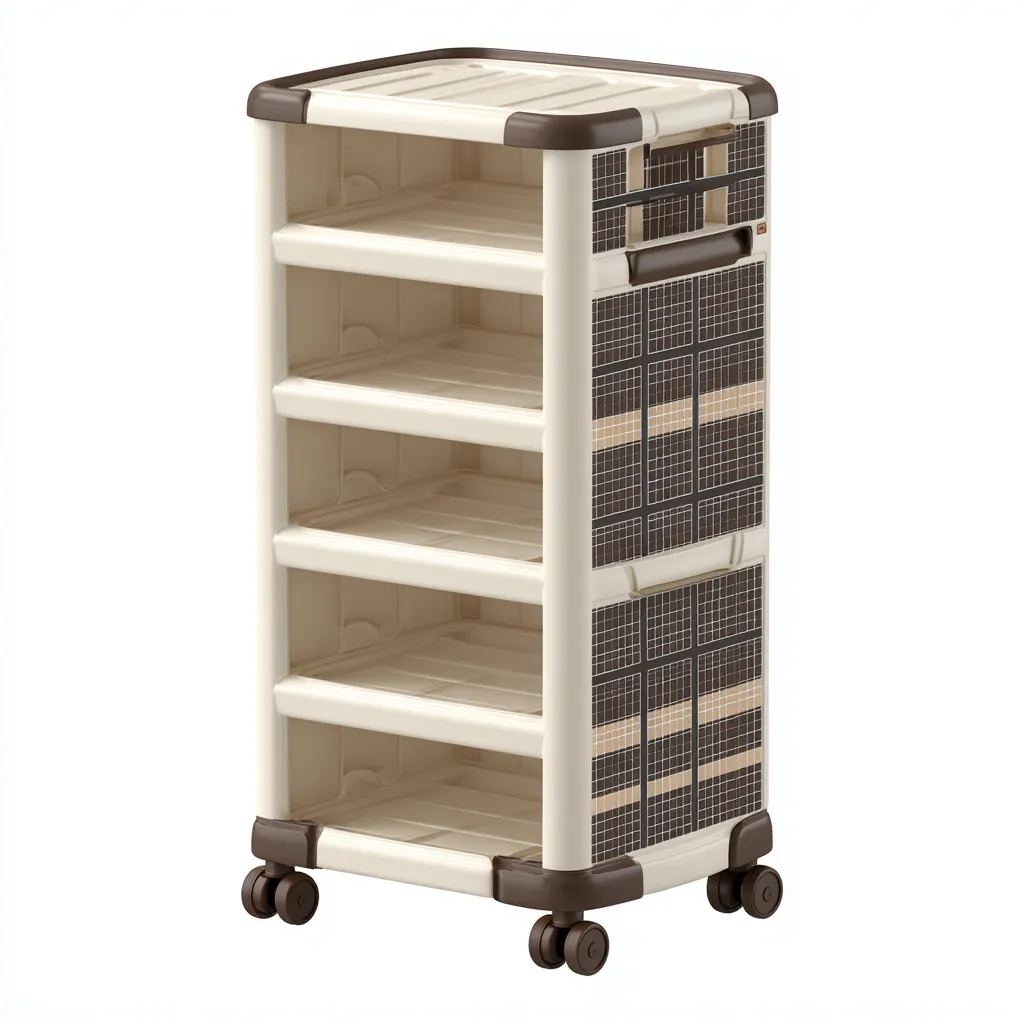 Zapatero plástico 40x30x100 cm - beige - marrón - adecuados para entrada - diseño funcional-Nestupyard