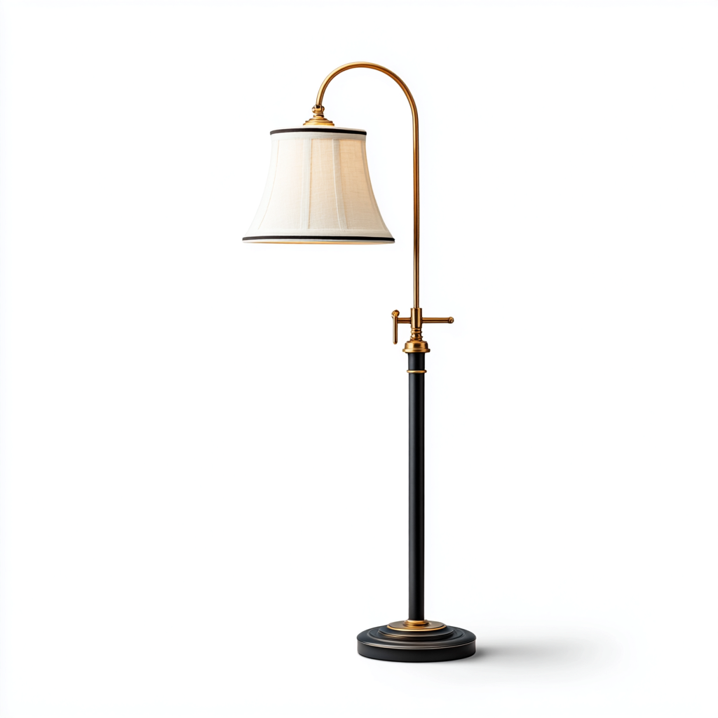 Lámpara de pie metal tela 150x30 cm - negro - dorado - adecuada para salón o dormitorio - diseño clásico-Nestupyard