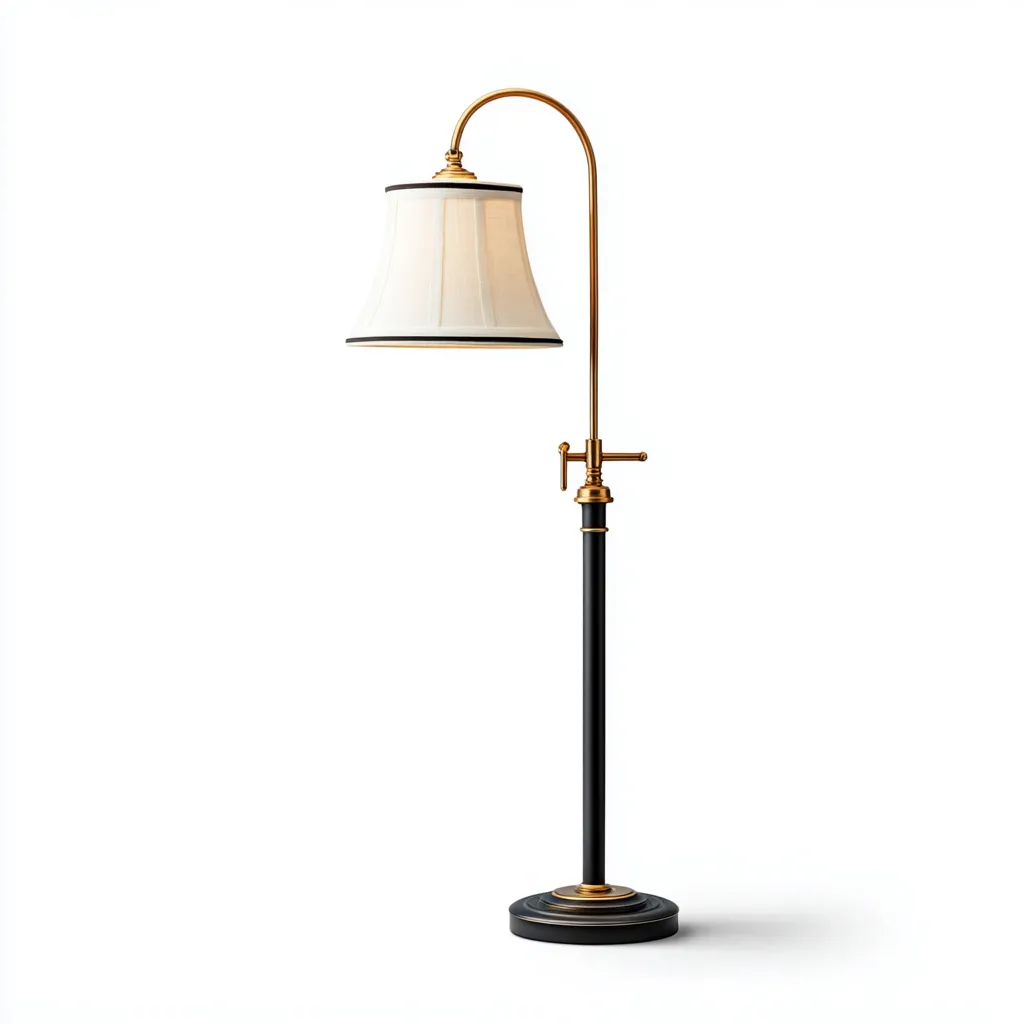 Lámpara de pie metal tela 150x30 cm - negro - dorado - adecuada para salón o dormitorio - diseño clásico-Nestupyard