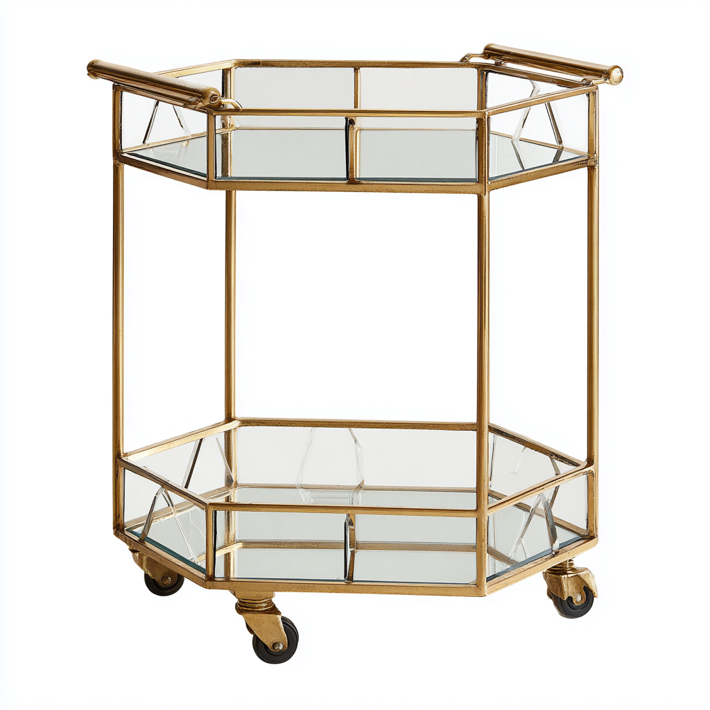 Carrito de cocina-Metal-Vidrio-70x40x85 cm-Dorado - Transparente-Moderno para cocina-Nestupyard