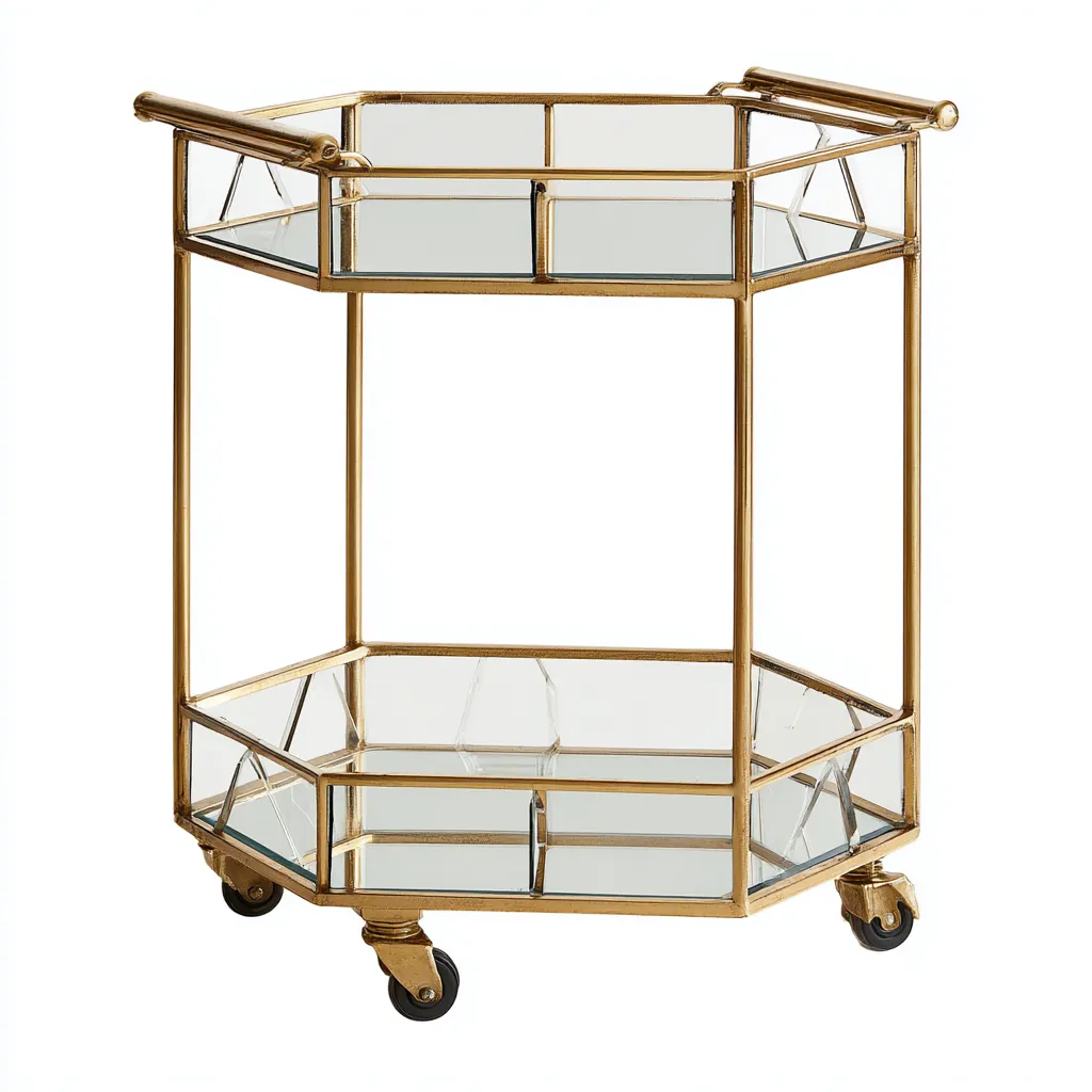 Carrito de cocina-Metal-Vidrio-70x40x85 cm-Dorado - Transparente-Moderno para cocina-Nestupyard