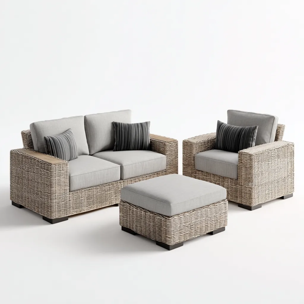 Sofá de jardín conjunto ratán 160x85x75 cm - gris - para jardín exterior - diseño moderno-Nestupyard