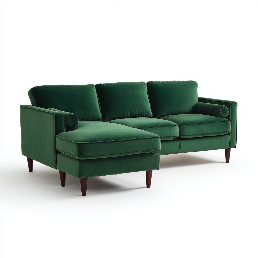 Sofá rinconero terciopelo 255x155x86 cm verde diseño moderno para sala de estar-Nestupyard