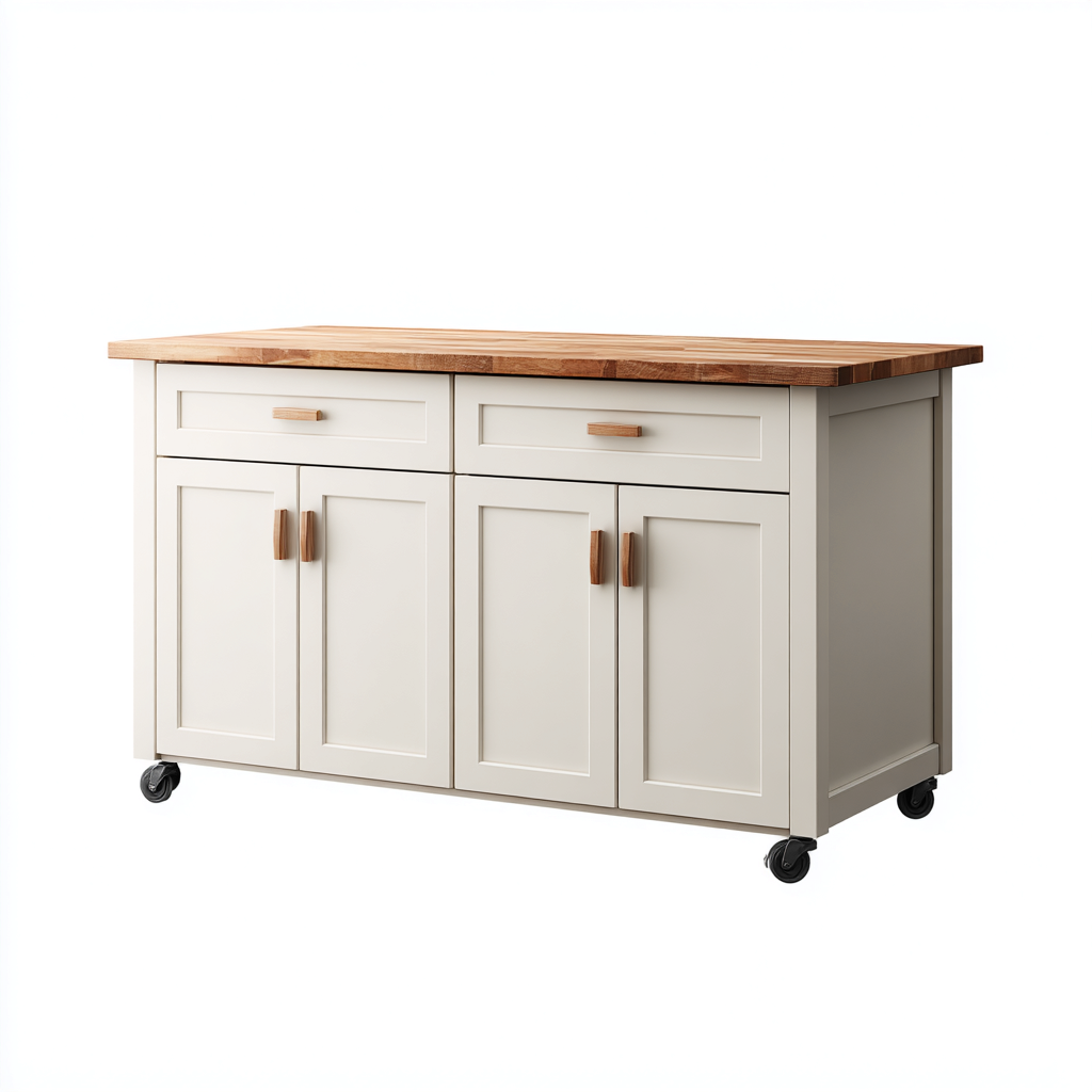 Isla de cocina madera maciza 150x70x90 cm - blanco - roble - apta para cocina - diseño clásico-Nestupyard