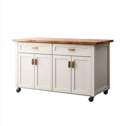 Isla de cocina madera maciza 150x70x90 cm - blanco - roble - apta para cocina - diseño clásico-Nestupyard