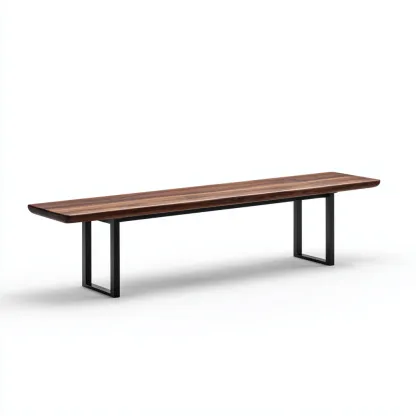Banco de jardín madera metal 180x38x45 cm - marrón - negro - estilo minimalista adecuado para exteriores y jardín-Nestupyard