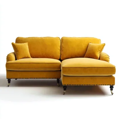Sofá rinconero terciopelo 264x158x87 cm amarillo diseño clásico moderno para sala de estar-Nestupyard