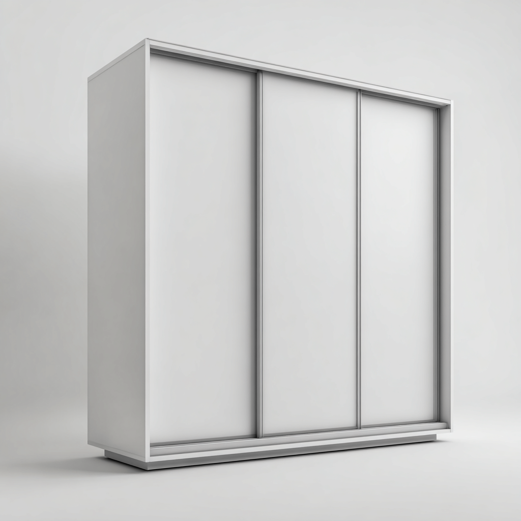 Armario blanco con tres puertas correderas 180x62x200 cm - Blanco - Para dormitorio - Diseño moderno-Nestupyard