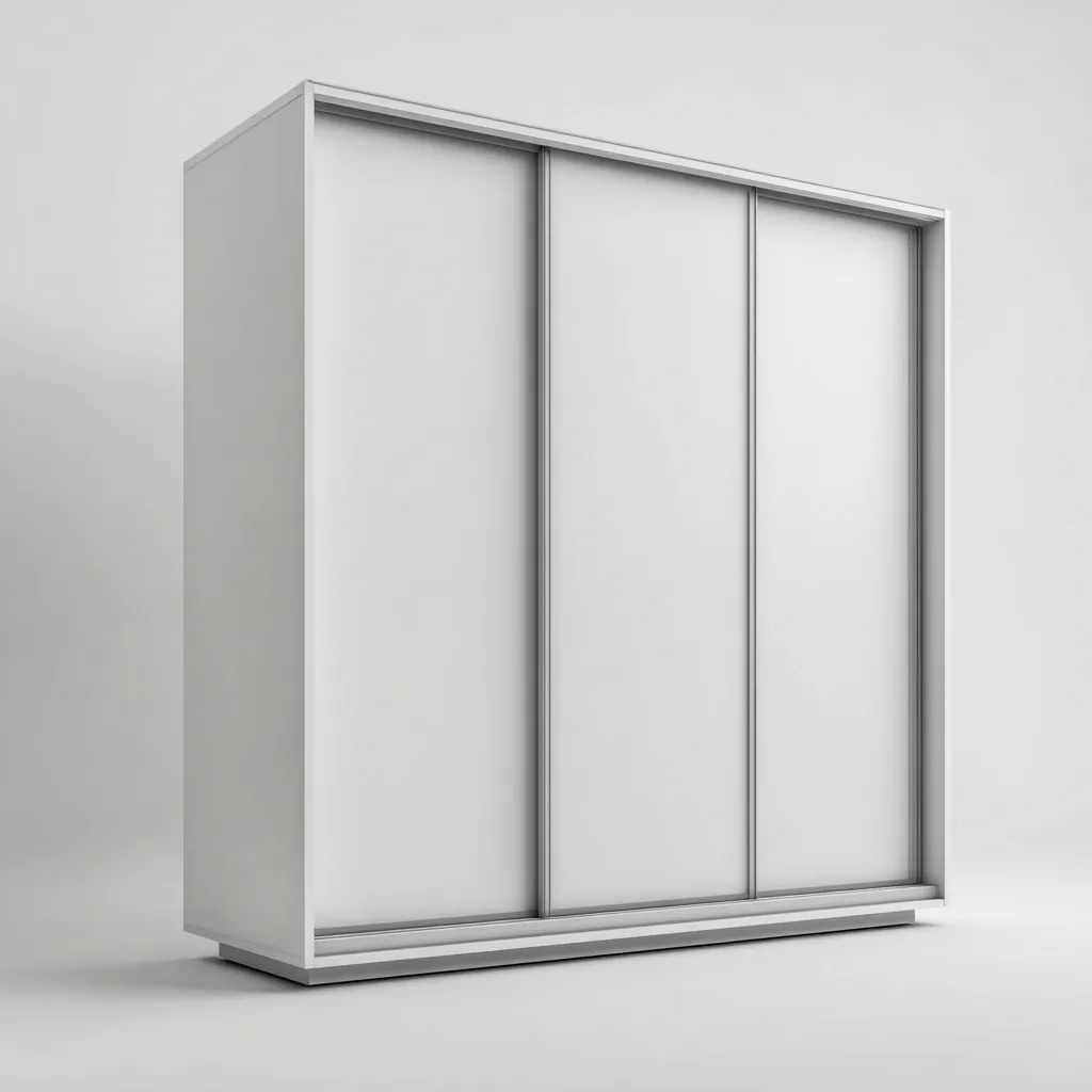 Armario blanco con tres puertas correderas 180x62x200 cm - Blanco - Para dormitorio - Diseño moderno-Nestupyard