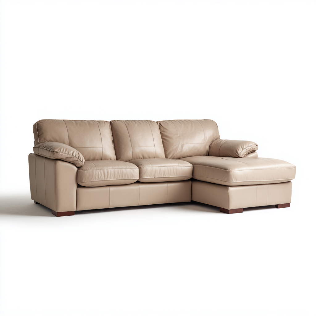 Sofá rinconero tapizado cuero sintético 285x180x88 cm - beige - diseño moderno para salón-Nestupyard