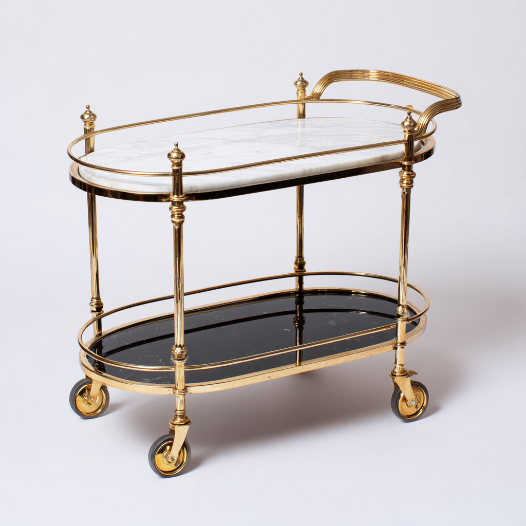 Carrito de cocina-Metal-Vidrio-Marmol-80x45x85 cm-Dorado - Blanco - Negro-Moderno para cocina-Nestupyard