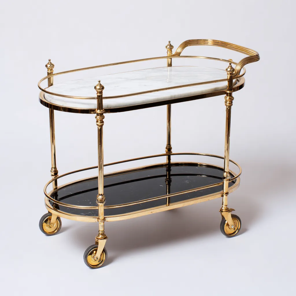 Carrito de cocina-Metal-Vidrio-Marmol-80x45x85 cm-Dorado - Blanco - Negro-Moderno para cocina-Nestupyard