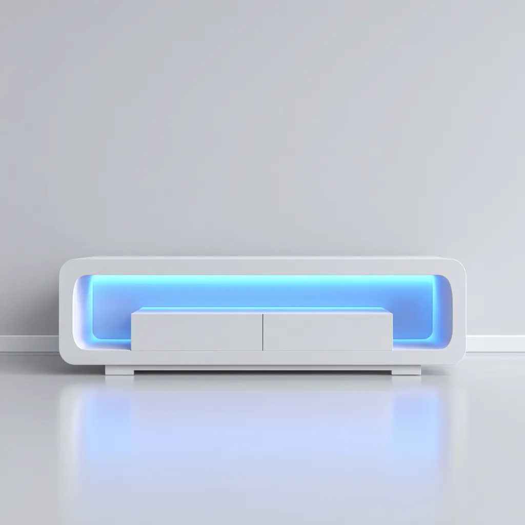 Mueble de TV madera lacada 160x40x55 cm - blanco - diseño moderno con iluminación LED para salón-Nestupyard