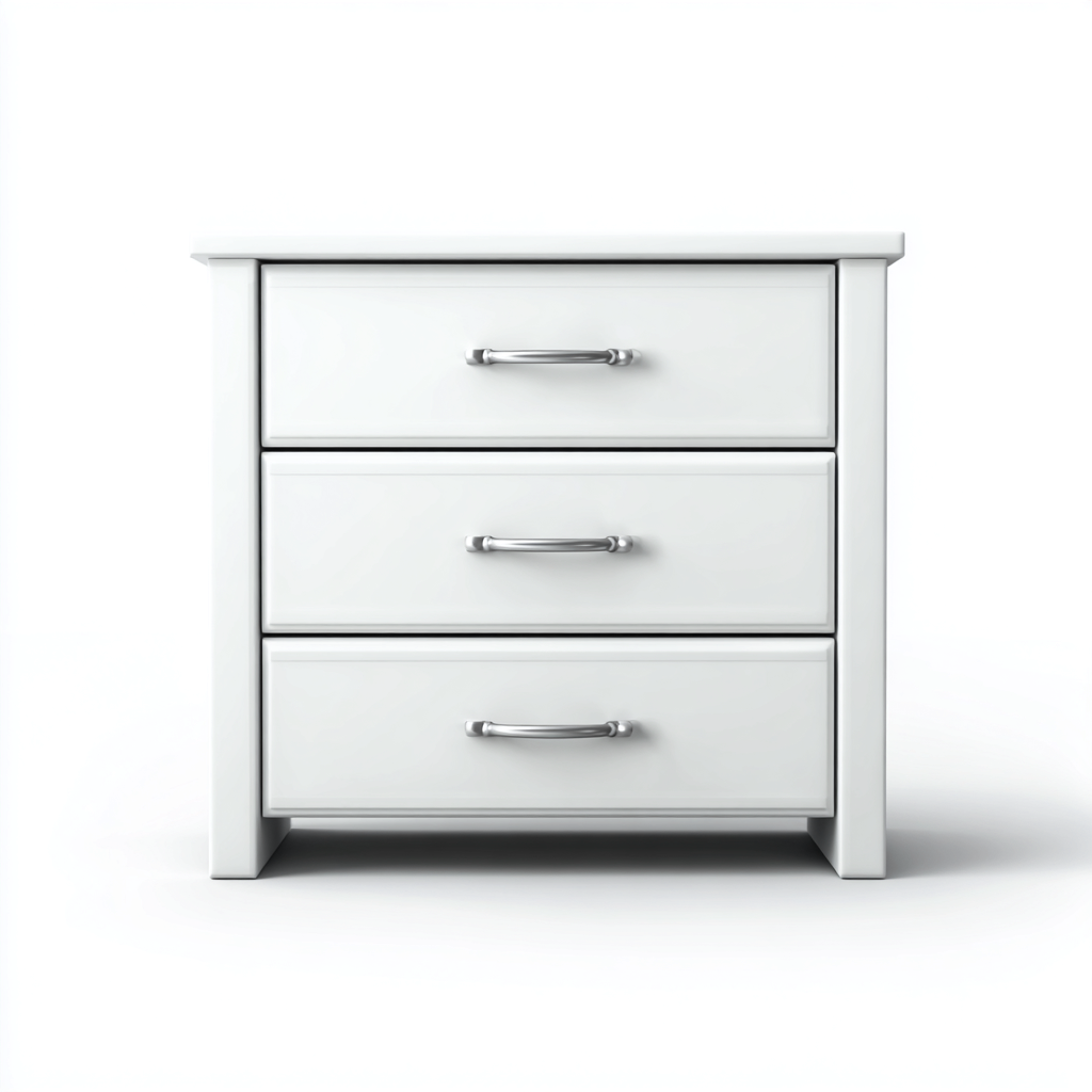 Mesita de noche madera 68x40x72 cm - blanco - tres cajones - apta para dormitorio - diseño moderno-Nestupyard