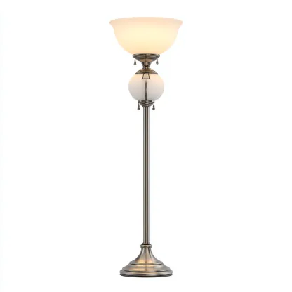 Lámpara de pie metal vidrio 165x32 cm - plateado - blanco - adecuada para salón o dormitorio - diseño clásico-Nestupyard