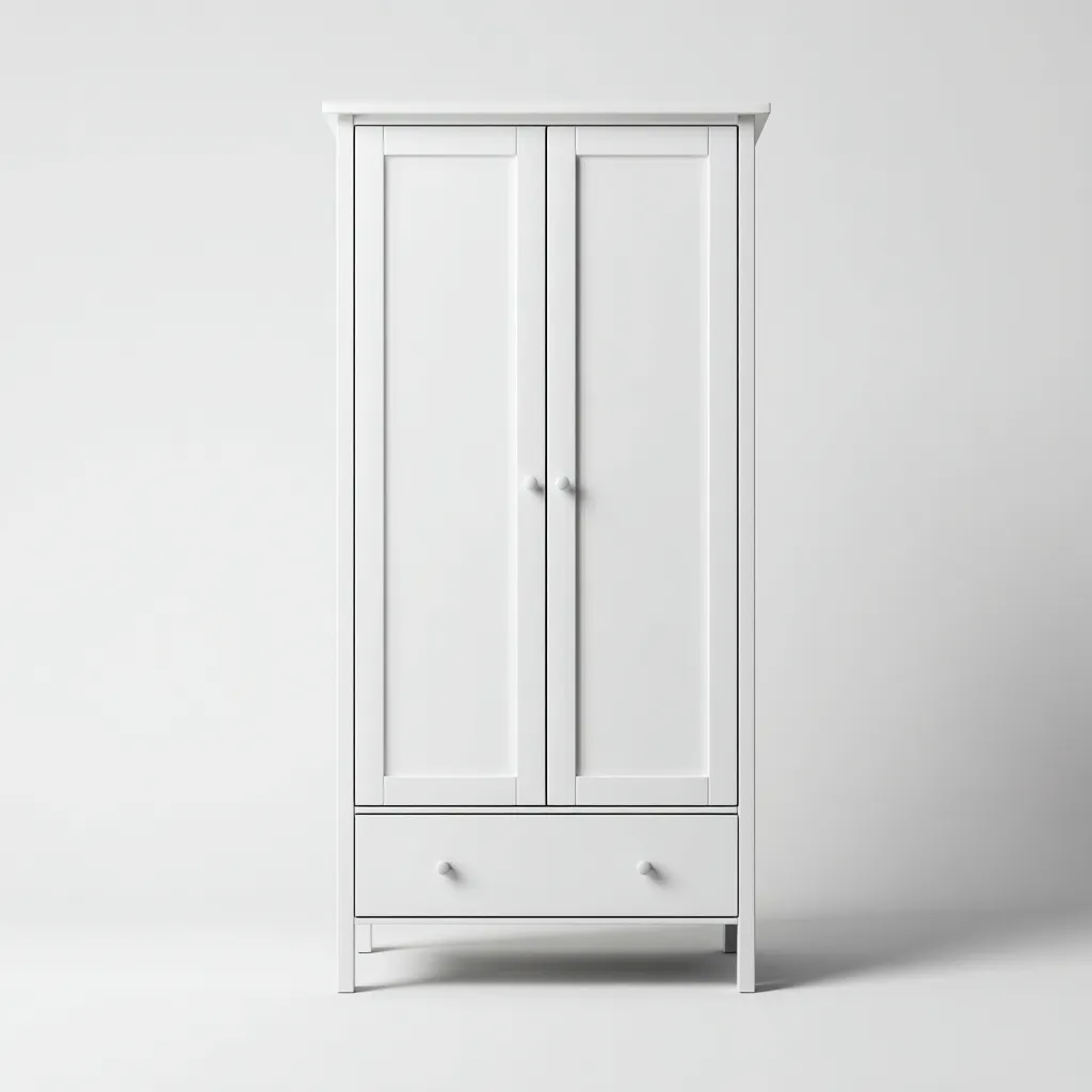 Armario blanco con un cajón inferior 97x56x188 cm - Blanco - Para dormitorio - Diseño moderno-Nestupyard