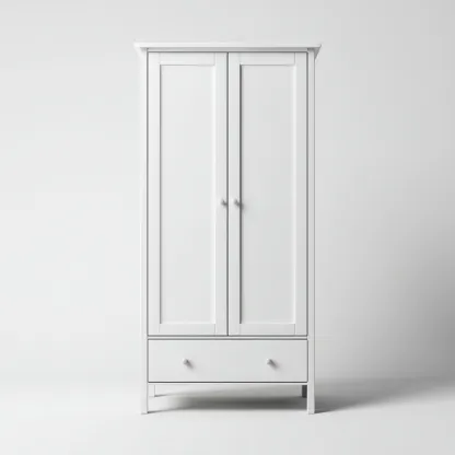 Armario blanco con un cajón inferior 97x56x188 cm - Blanco - Para dormitorio - Diseño moderno-Nestupyard