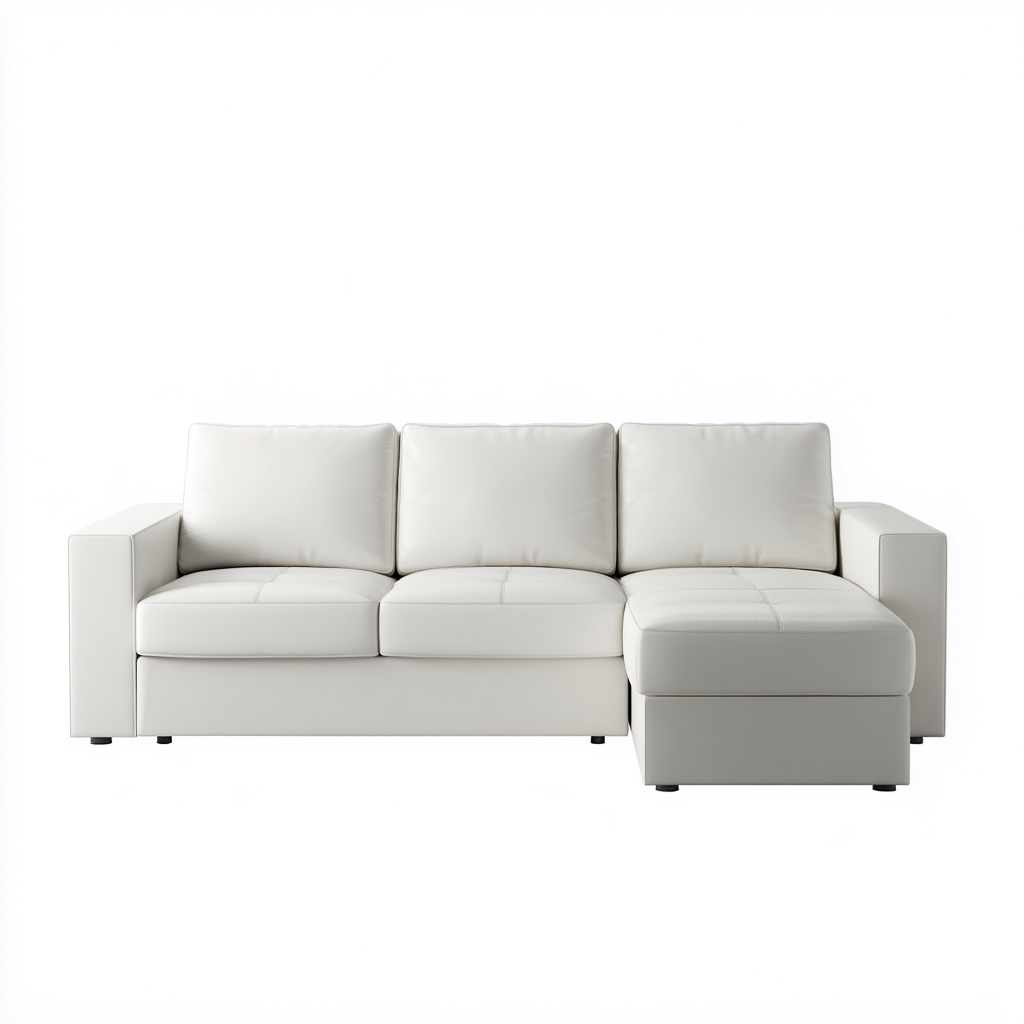 Sofá rinconero piel sintética 273x162x85 cm blanco diseño moderno para sala de estar-Nestupyard