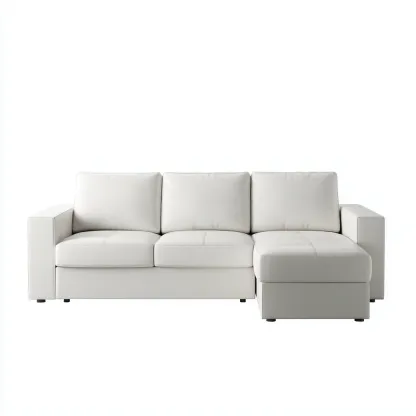 Sofá rinconero piel sintética 273x162x85 cm blanco diseño moderno para sala de estar-Nestupyard