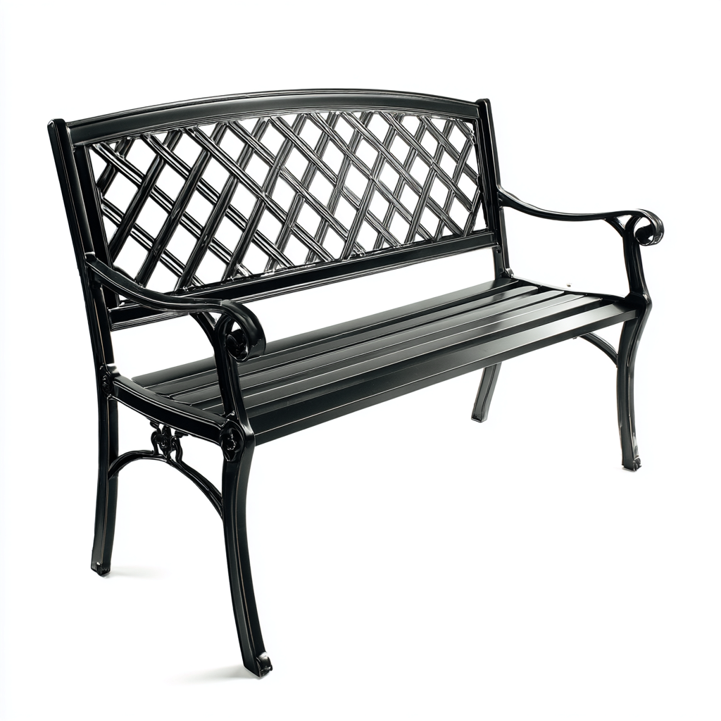 Banco de jardín metal 125x60x85 cm - negro - adecuado para jardín al aire libre-Nestupyard