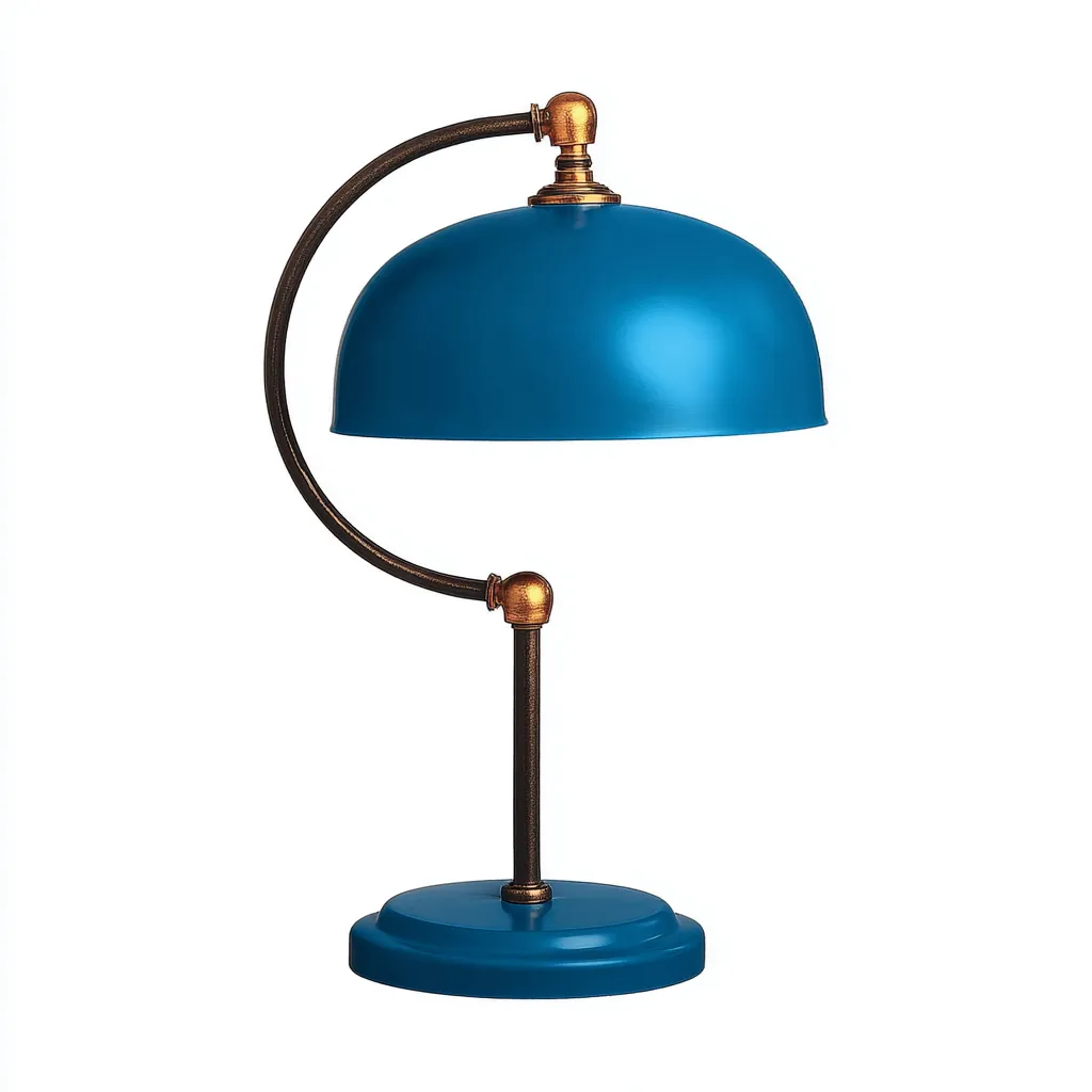 Lámpara de mesa metal 30x20x45 cm - azul - dorado - diseño vintage para escritorio-Nestupyard