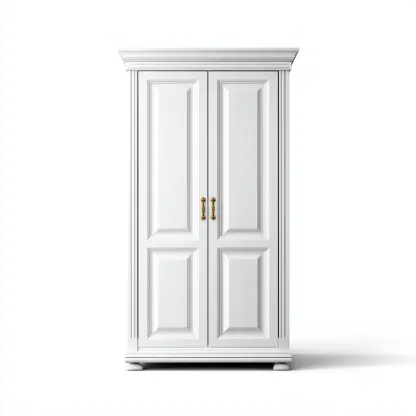 Armario clásico blanco con tiradores dorados 104x57x191 cm - Blanco - Para dormitorio - Diseño clásico-Nestupyard