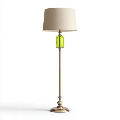 Lampara de pie metal vidrio tela 165x32 cm - verde - adecuada para salon - dormitorio - diseño clasico-Nestupyard