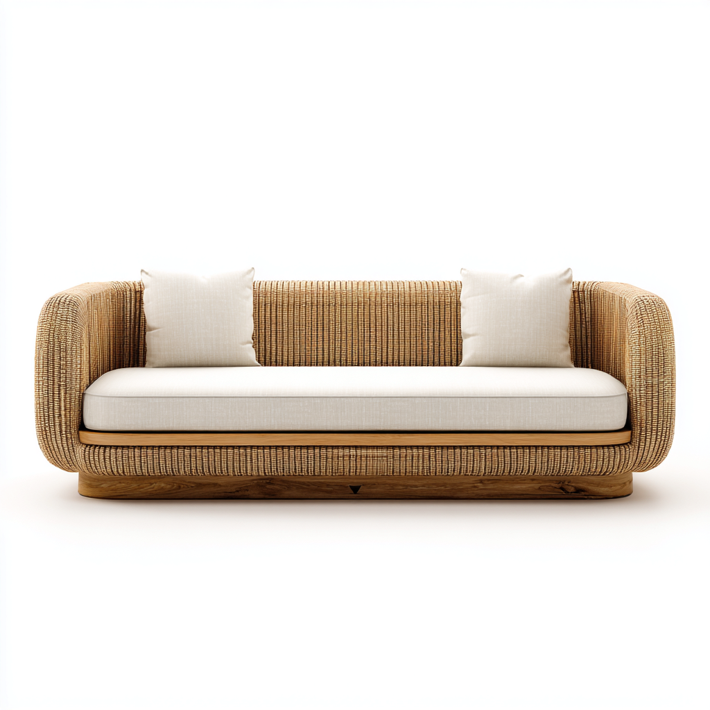 Sofá de jardín sofá ratán 190x85x75 cm - beige - para jardín exterior - diseño moderno-Nestupyard