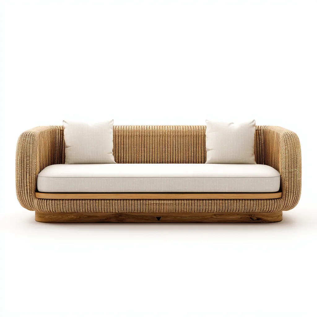 Sofá de jardín sofá ratán 190x85x75 cm - beige - para jardín exterior - diseño moderno-Nestupyard