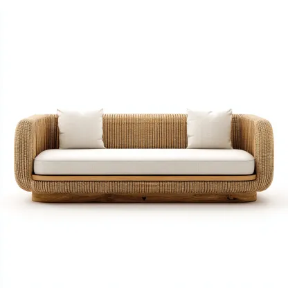 Sofá de jardín sofá ratán 190x85x75 cm - beige - para jardín exterior - diseño moderno-Nestupyard