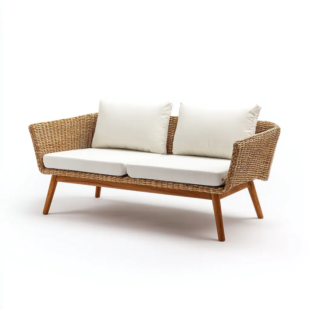 Sofá de jardín sofá ratán 150x75x85 cm - beige - para jardín exterior - diseño moderno-Nestupyard